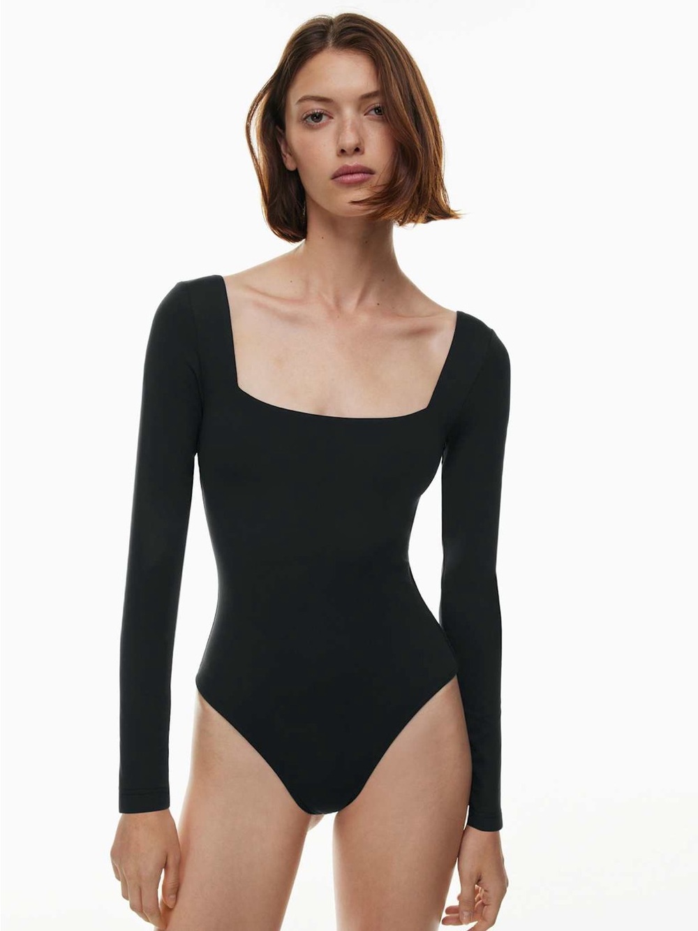 Babaton Contour Squareneck Longsleeve Bodysuit in Black - XS